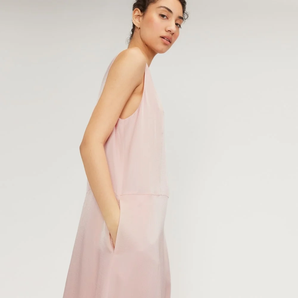 The Satin V-Neck Maxi Dress | Petal Pink (3)