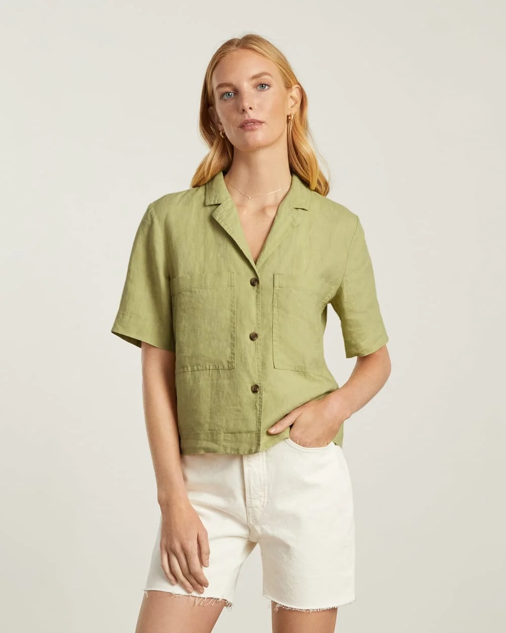 The Linen Workwear Shirt | Leek (2)