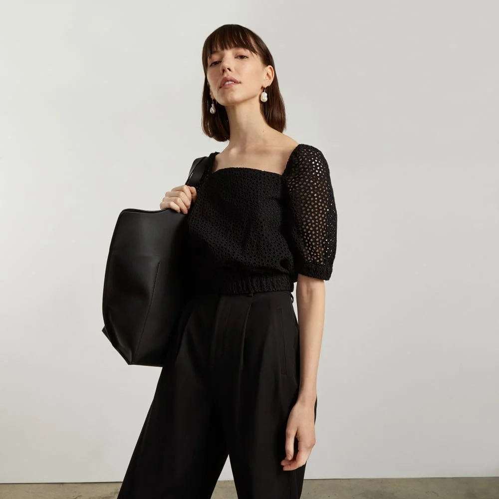 The Eyelet Puff Sleeve Top | Black (4)