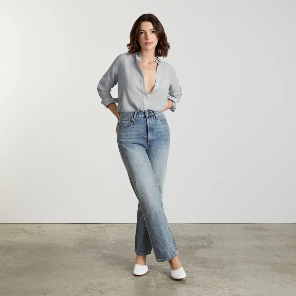 The Must-Have Shirt in Washable Silk | Sky (3)
