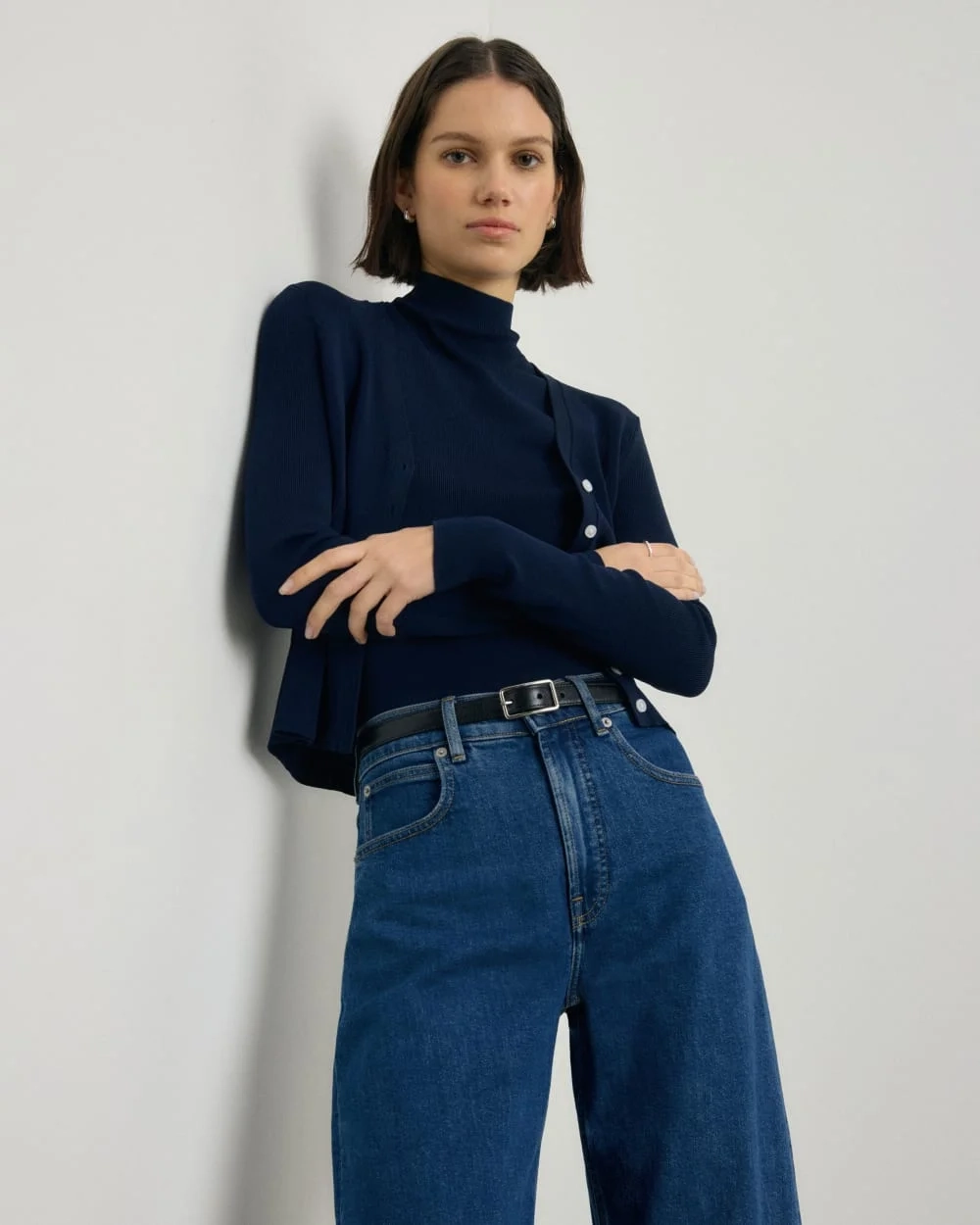 The Viscose Knit Cardigan | Navy (2)