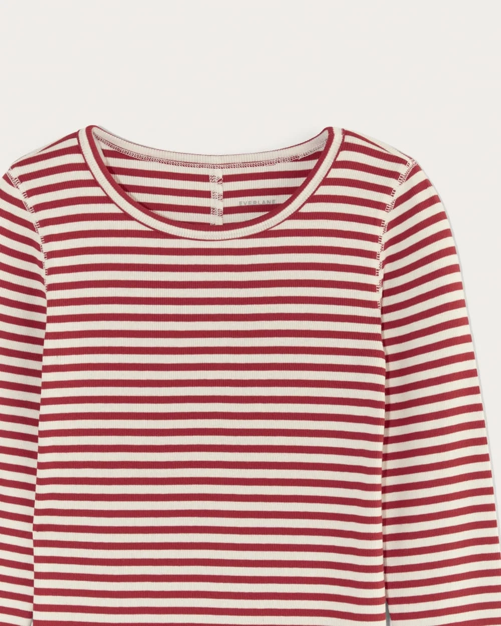The Luxe Rib Long-Sleeve Crew | Bone / Berry Red (2)