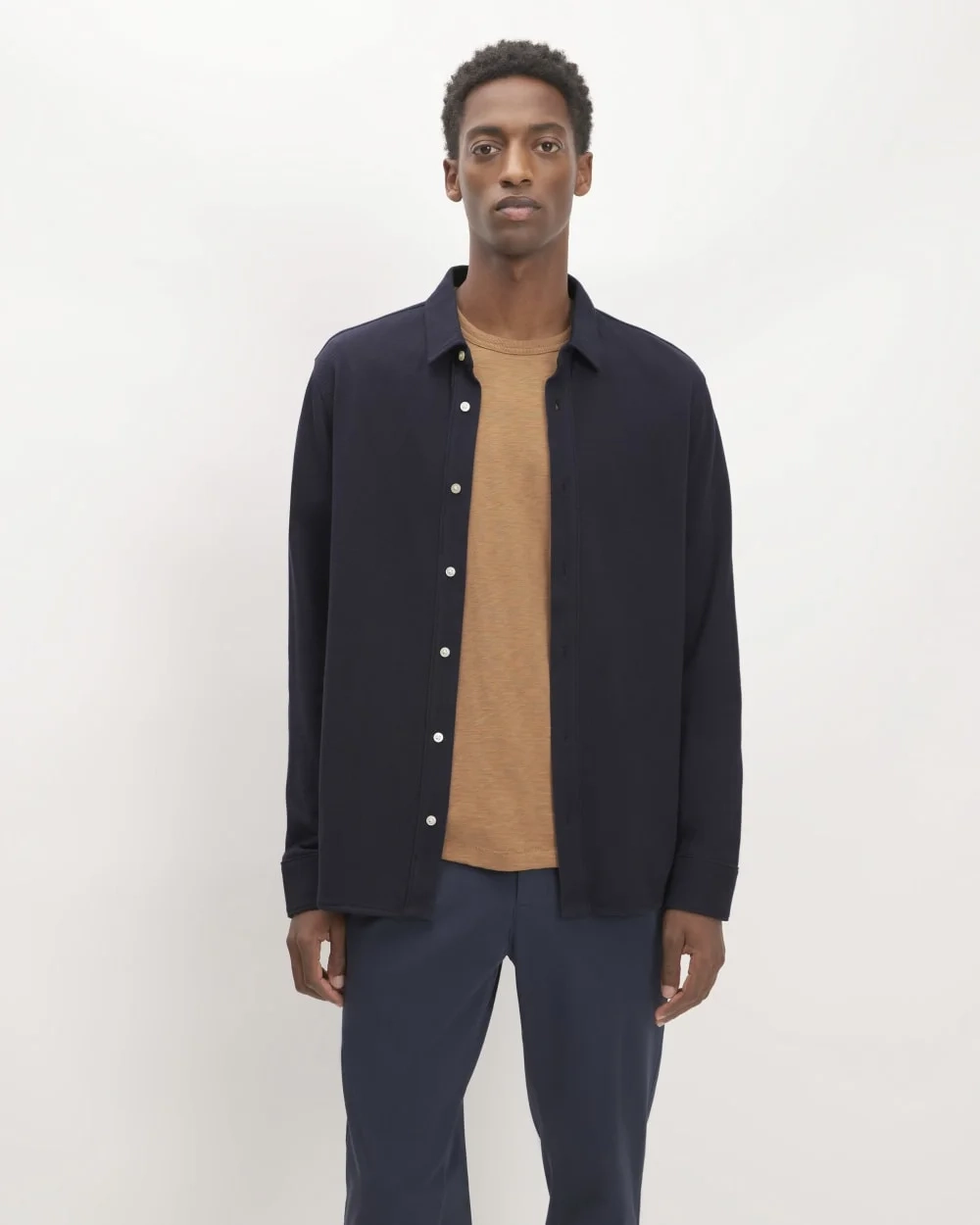 The Long-Sleeve Pique Shirt | Deep Navy