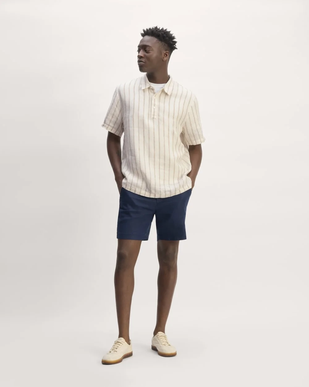 The Linen Short-Sleeve Popover Shirt | Bone / Cornstalk (2)