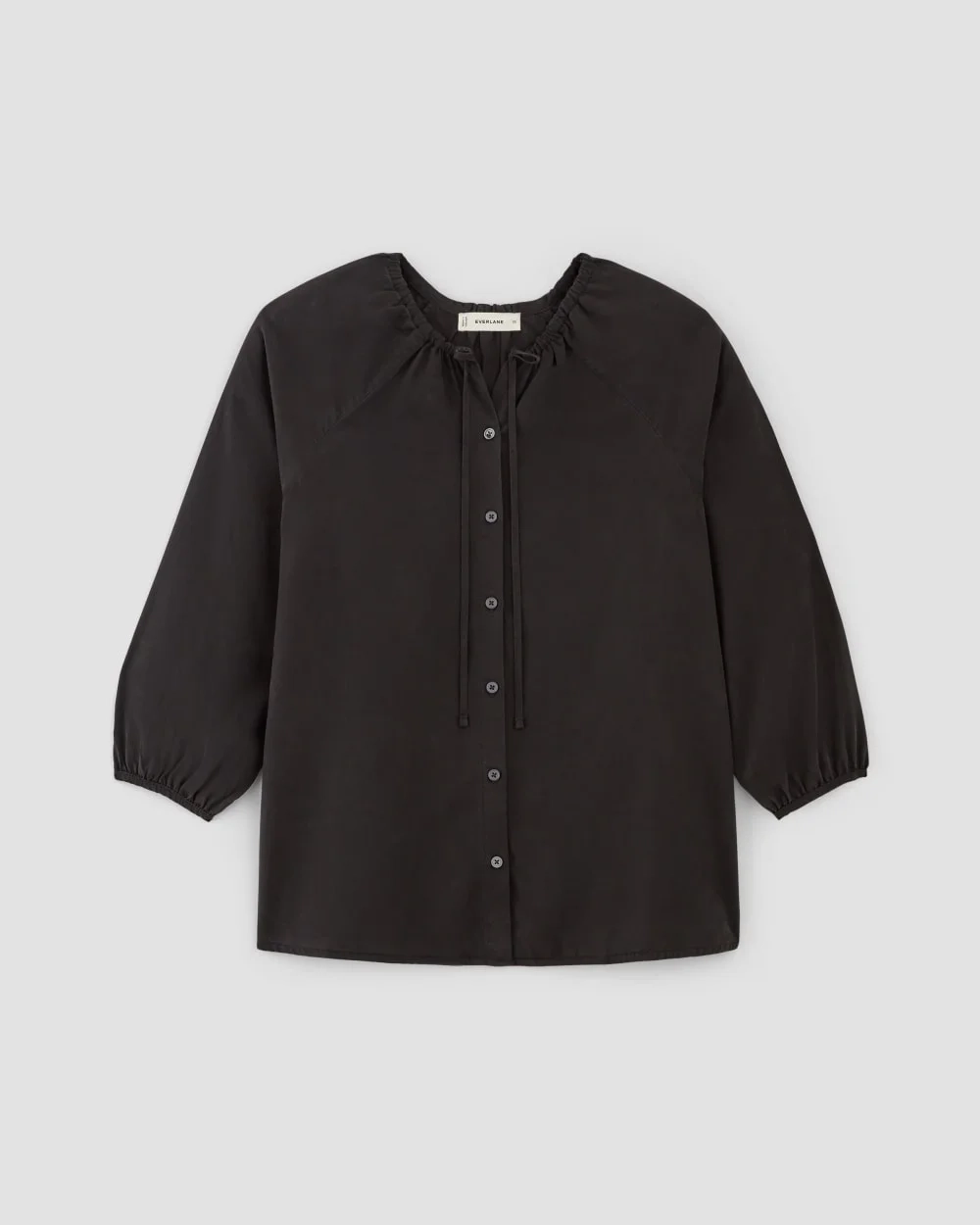 The Gathered Shirt in Butterlite | Black (2)