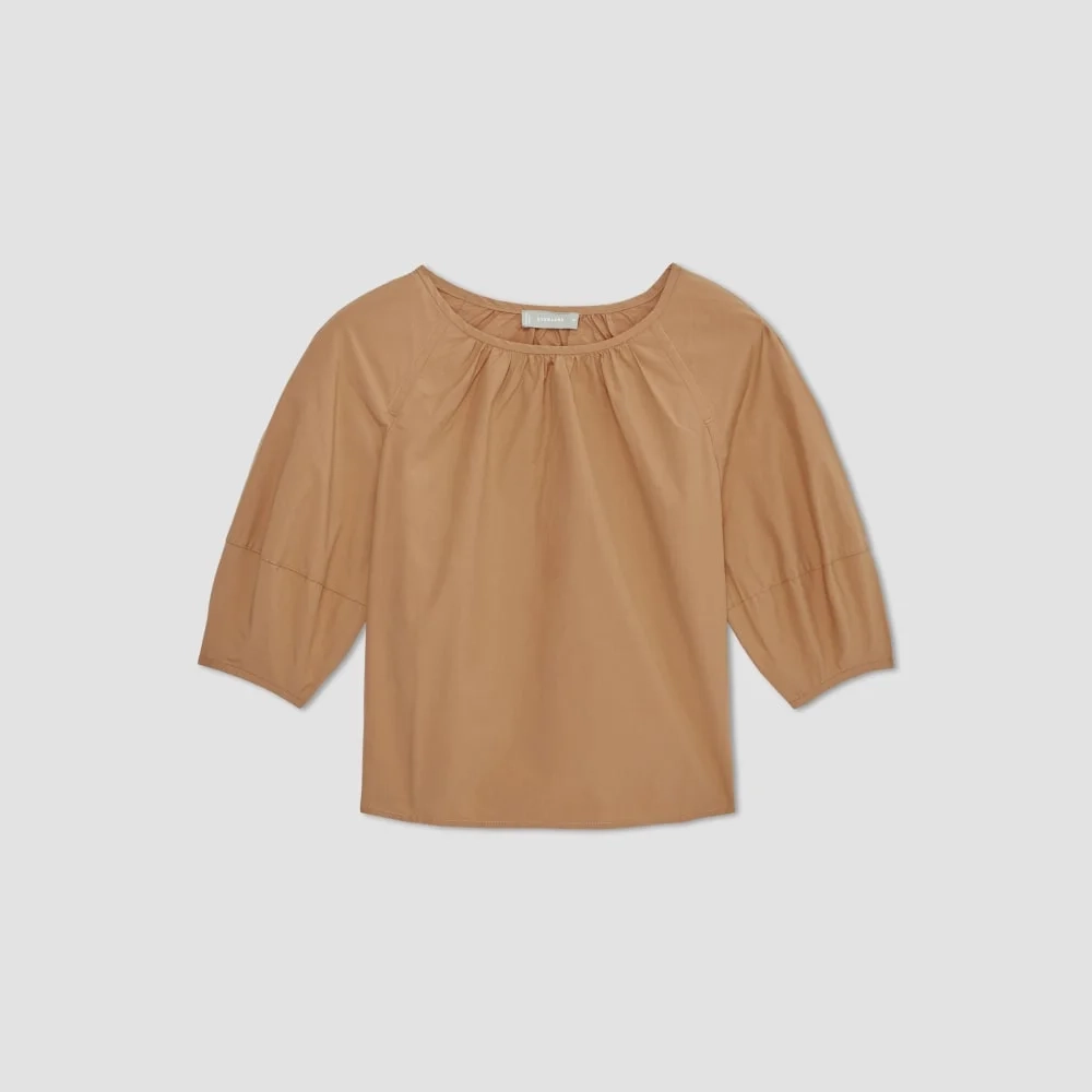 The Poplin Scoop-Neck Top | Caramel (2)