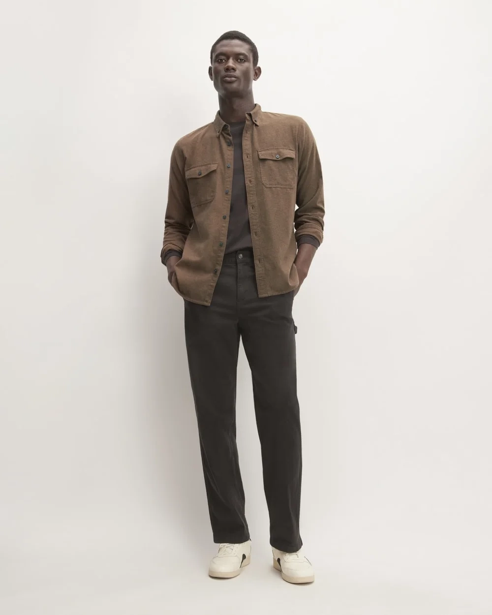 The Brushed Flannel Shirt | Heathered Cocoa Brown (3)