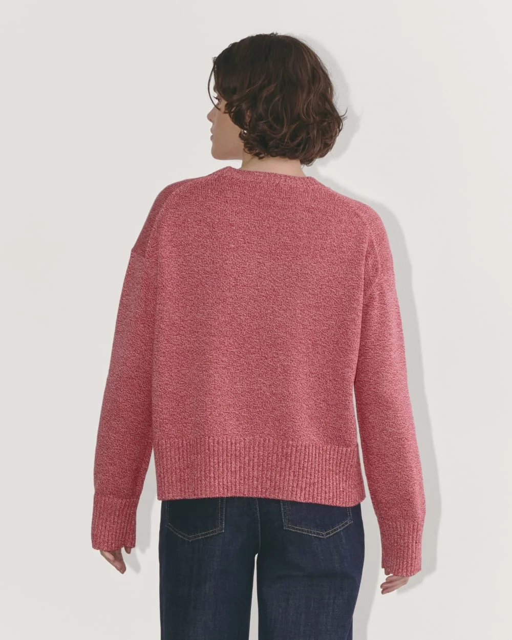 The Boxy Sweater in Everyday Cotton | Pink Peony / Classic Red (4)