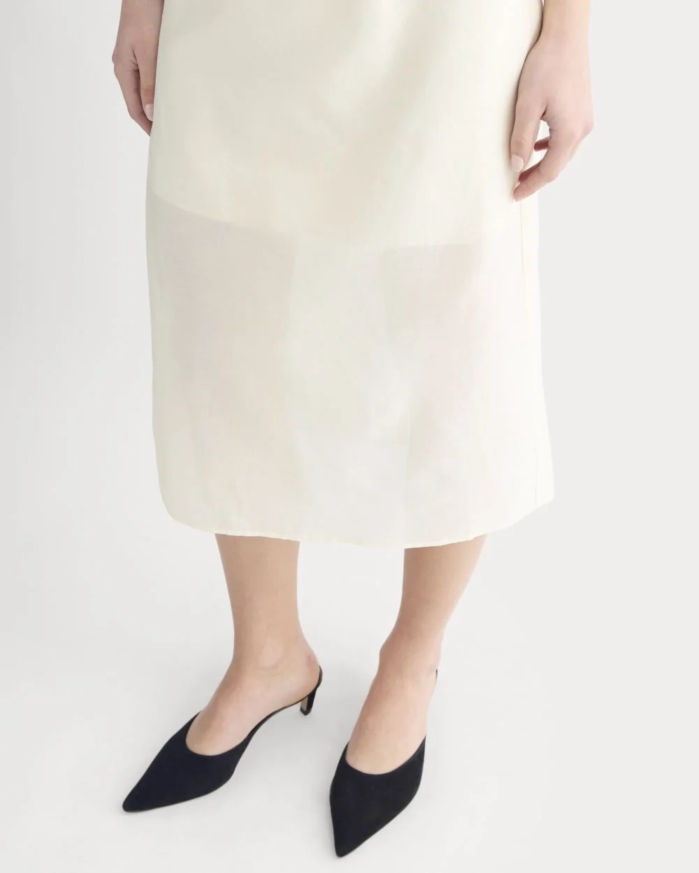 Midi Skirt in Cotton-Silk Organza | Parchment (4)