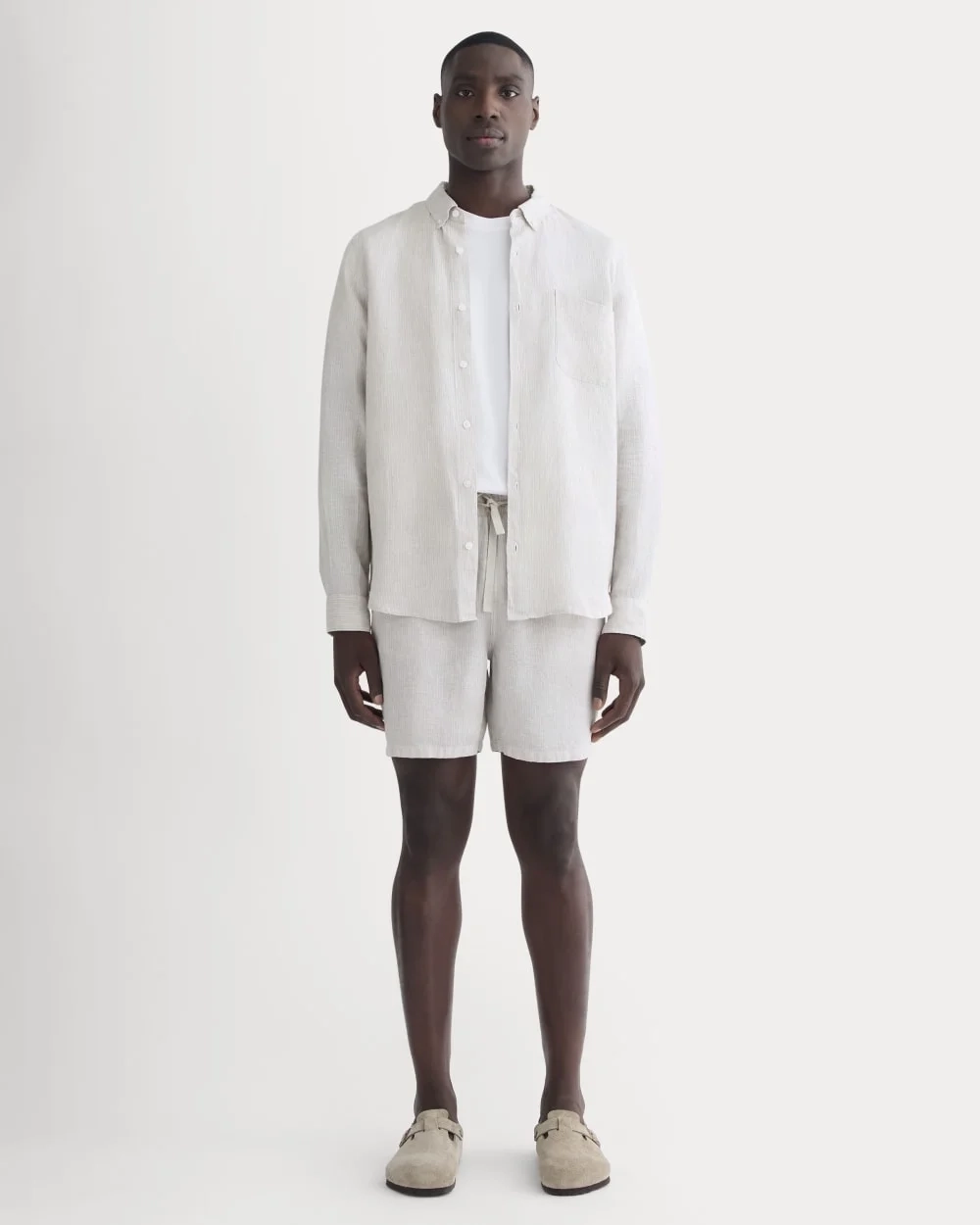 The Linen Easy Short | Stone / White (3)