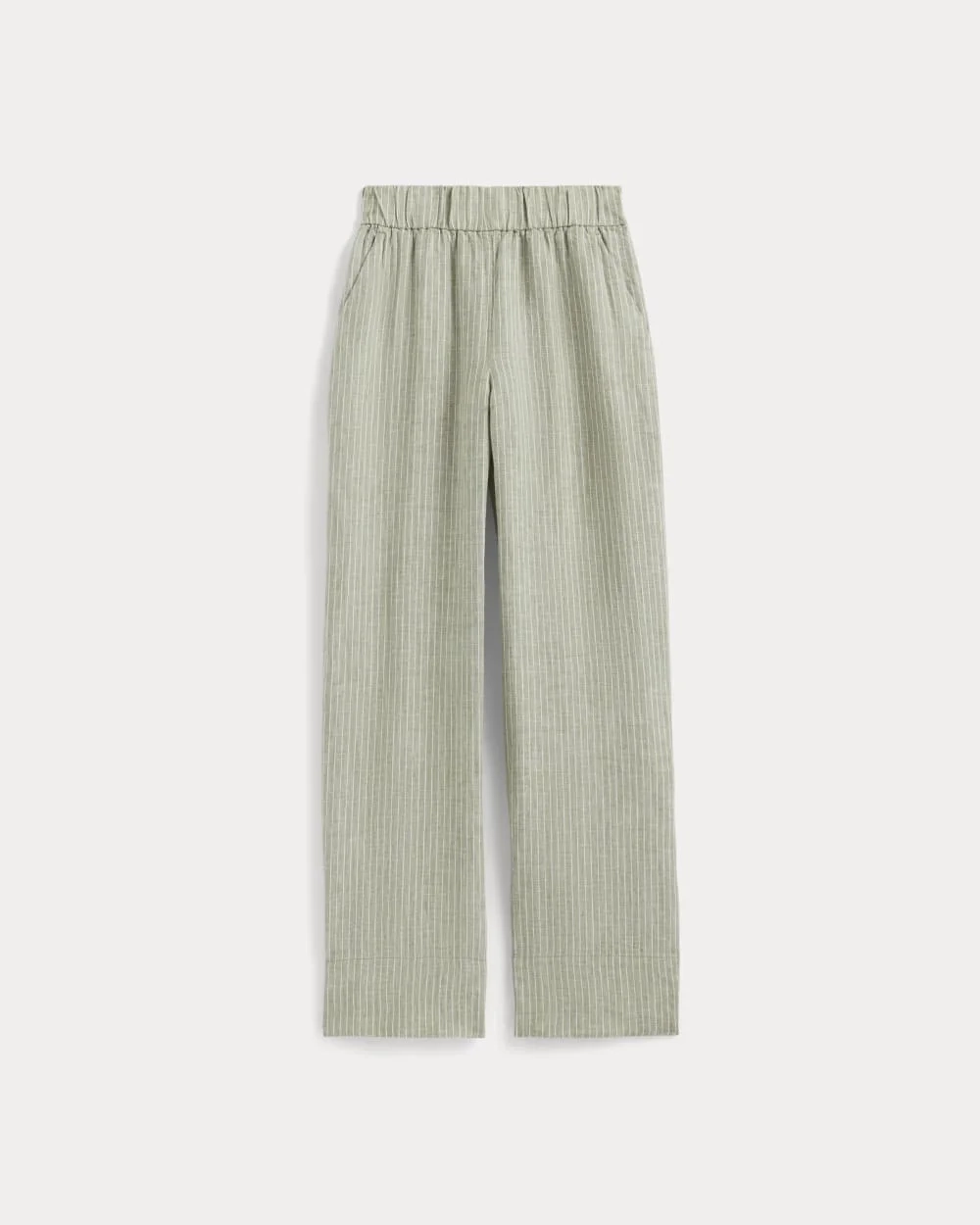 The Linen Easy Pant | Oil Green / White (2)