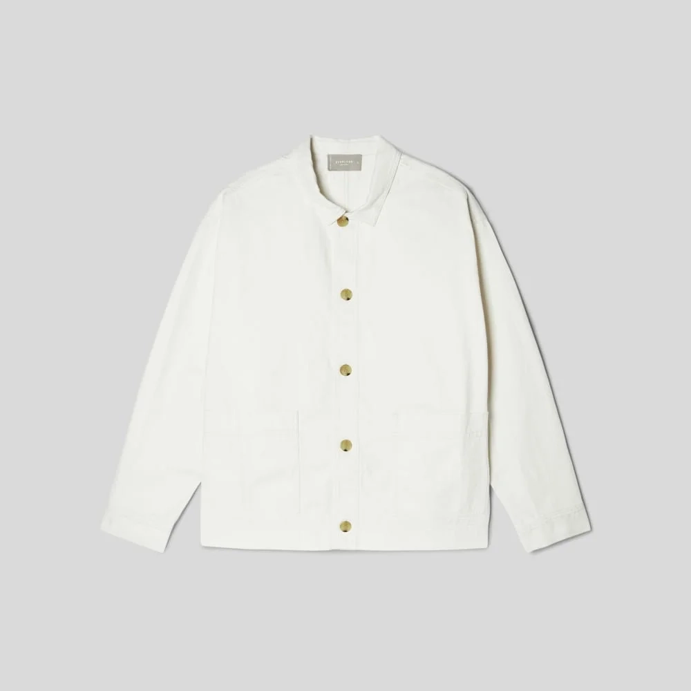 The Organic Cotton Herringbone Utility Jacket | Bone (2)