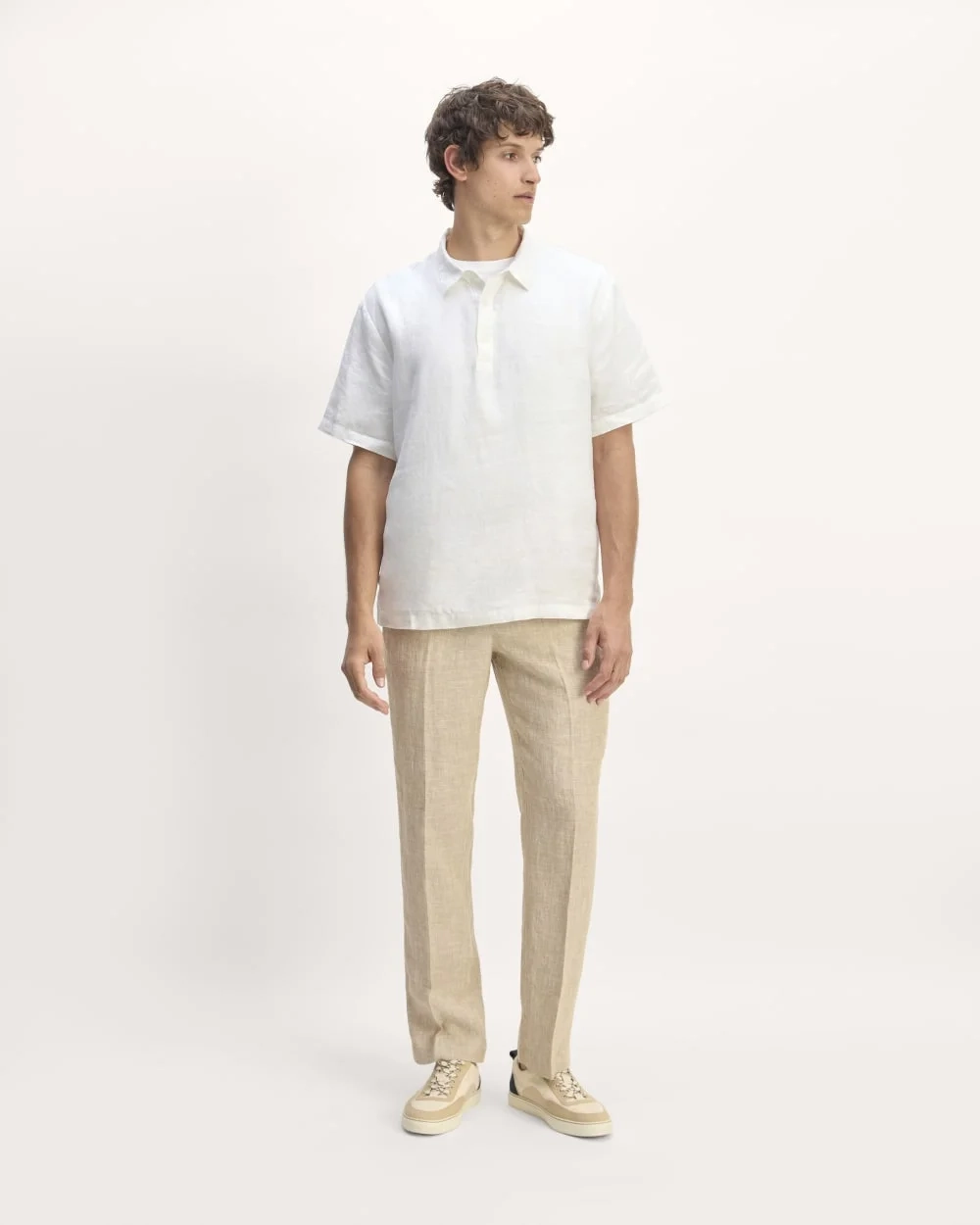 The Linen Short-Sleeve Popover Shirt | White (2)