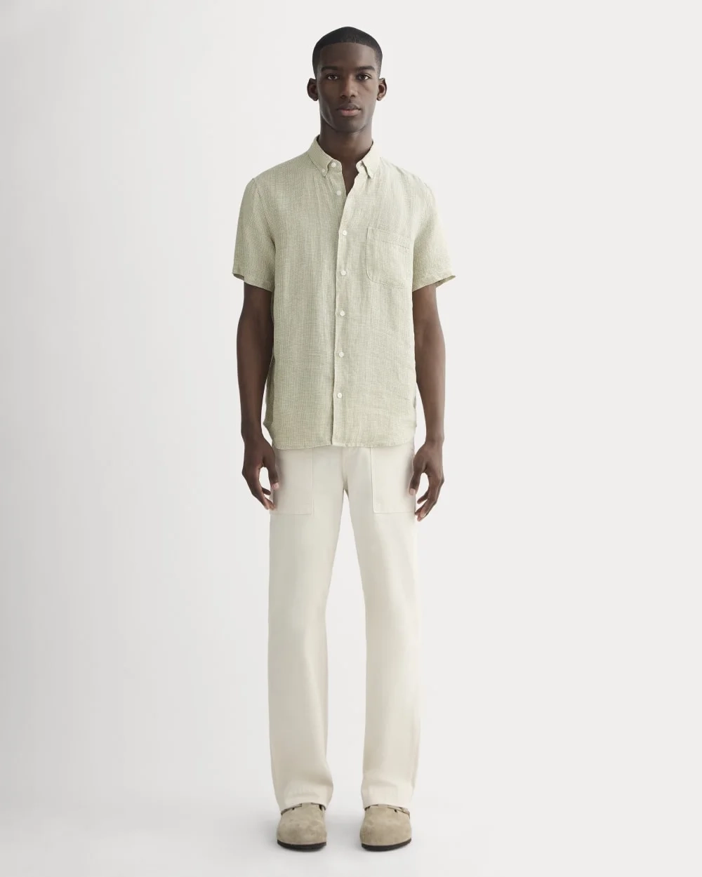 The Classic Short-Sleeve Shirt in Linen | Elm Gingham (3)