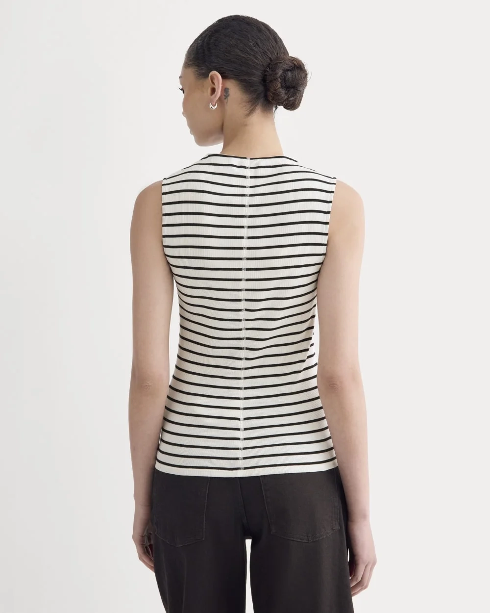 The Luxe Rib Funnel-Neck Tank | Bone / Black (4)