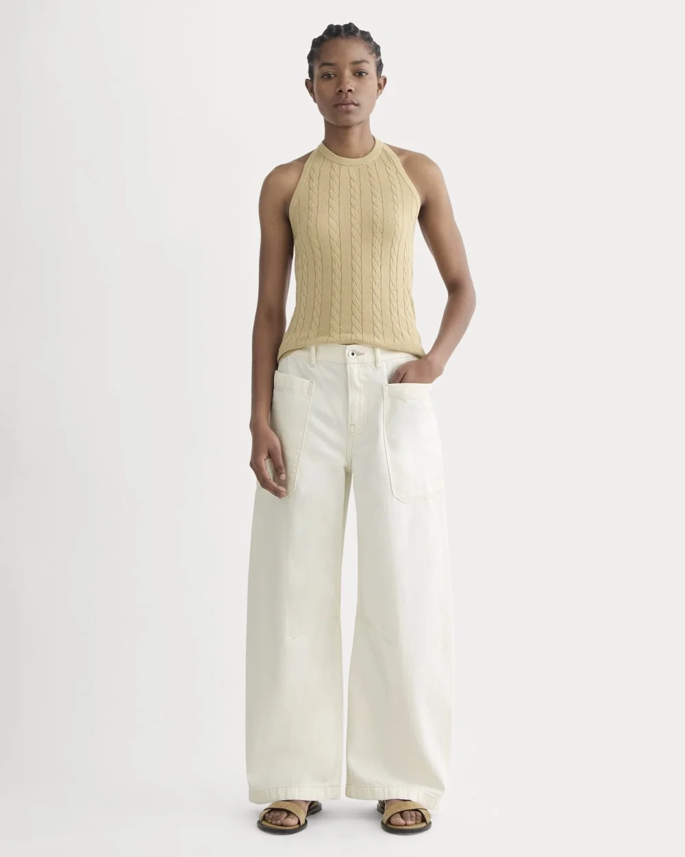 The Cable Halter in Cotton Cashmere | Classic Khaki (2)