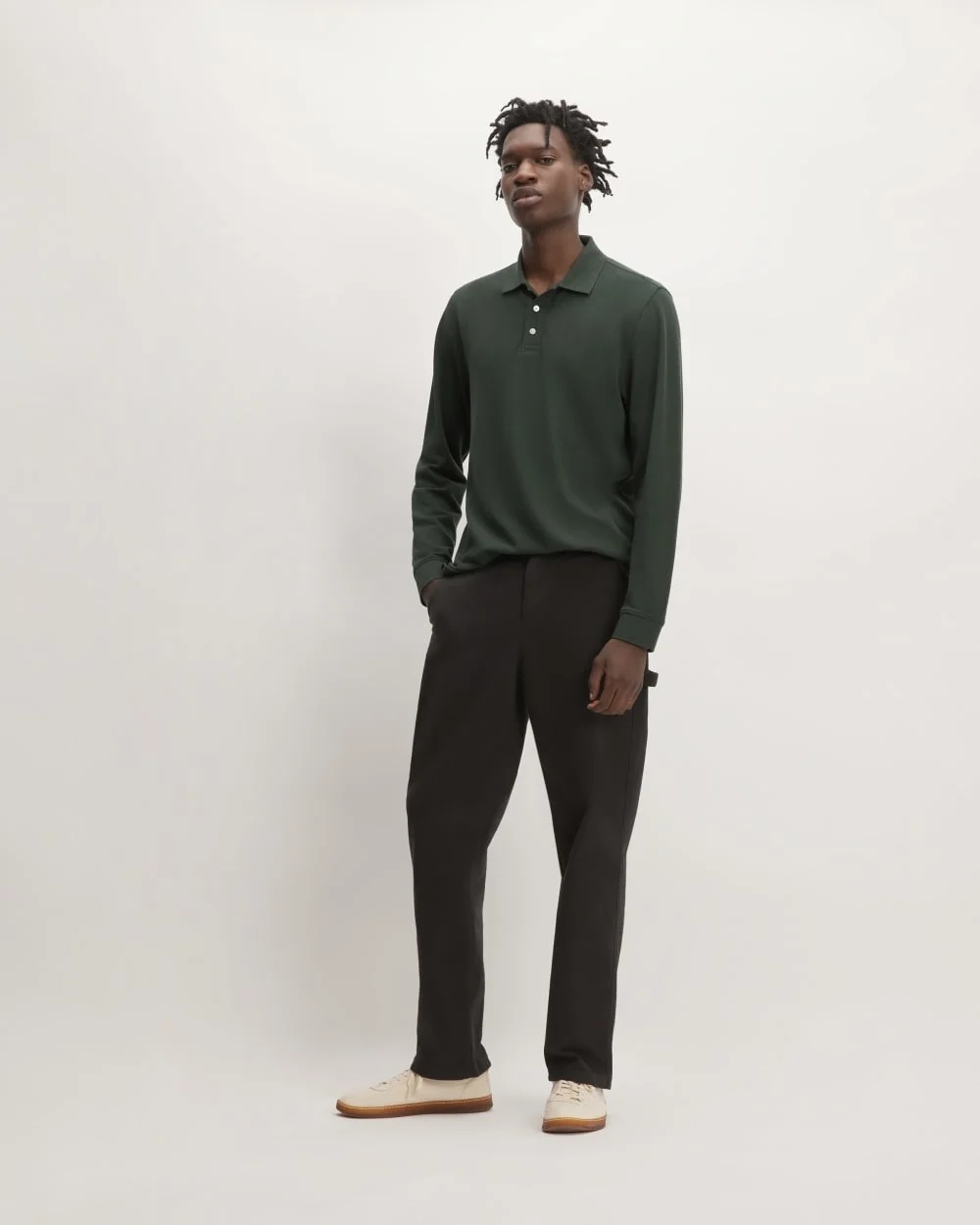 The Long-Sleeve Pique Polo | Scarab (2)