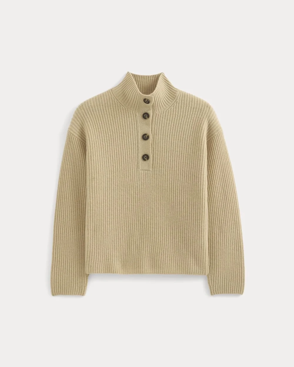 The Cocoon Henley in Wool Cashmere | Heather Light Camel (4)