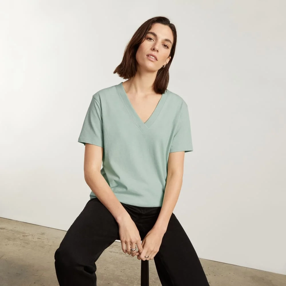 The Vintage V-Neck Hemp Tee | White Sage (2)
