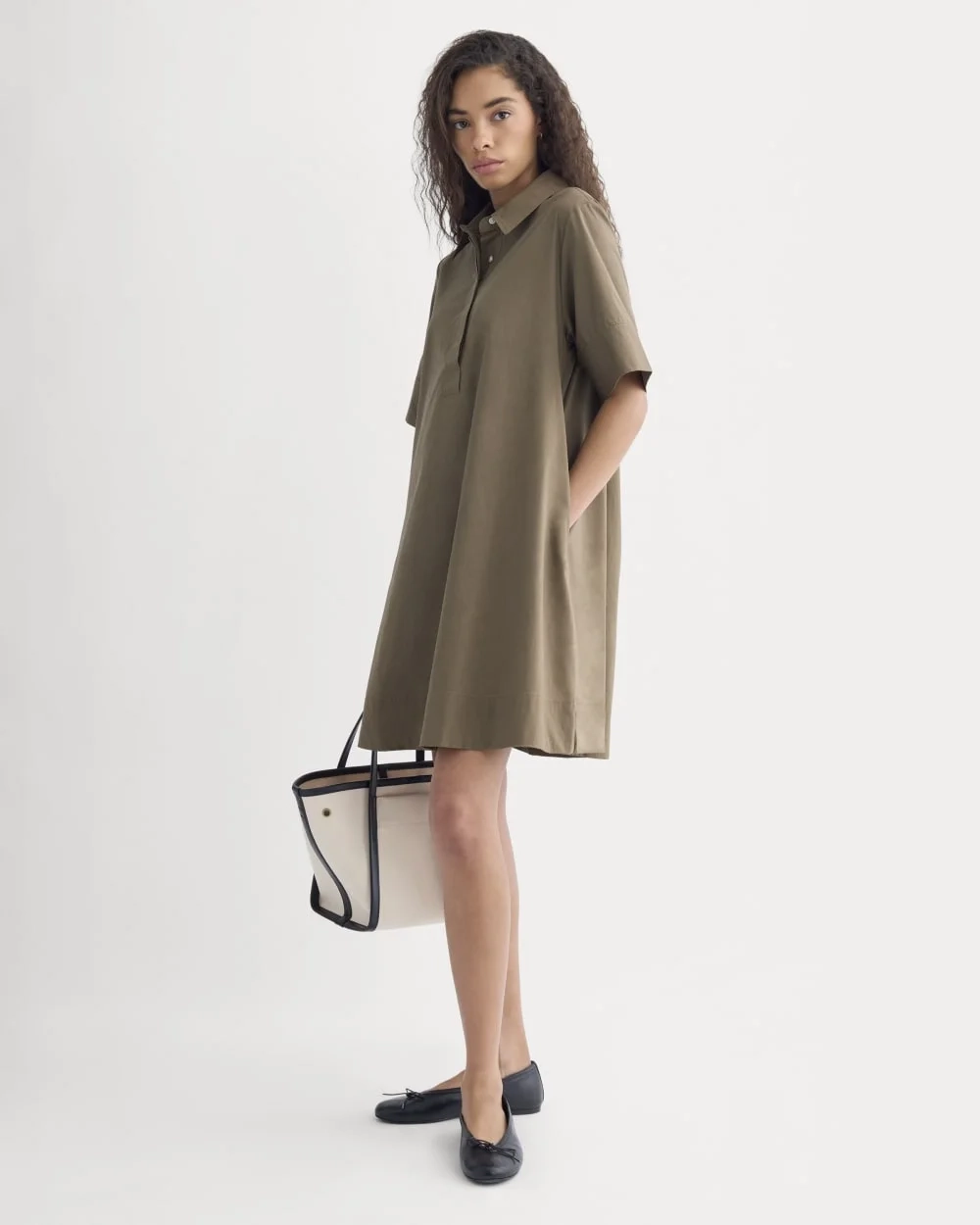 Popover Mini Shirtrdress in Ultrasoft Cotton | Beech (4)