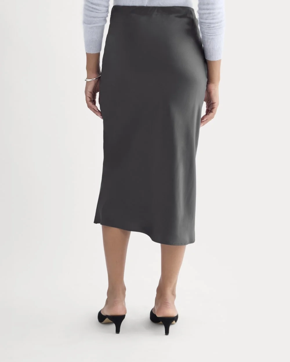 Slip Skirt in Silk Charmeuse | Graphite (4)