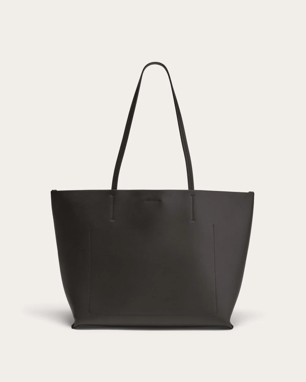 The Luxe Medium Italian Leather Tote | Black (2)
