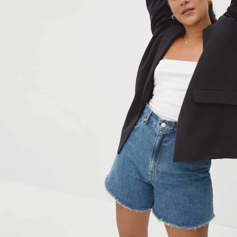 The A-Line Denim Short | Medium Indigo (2)