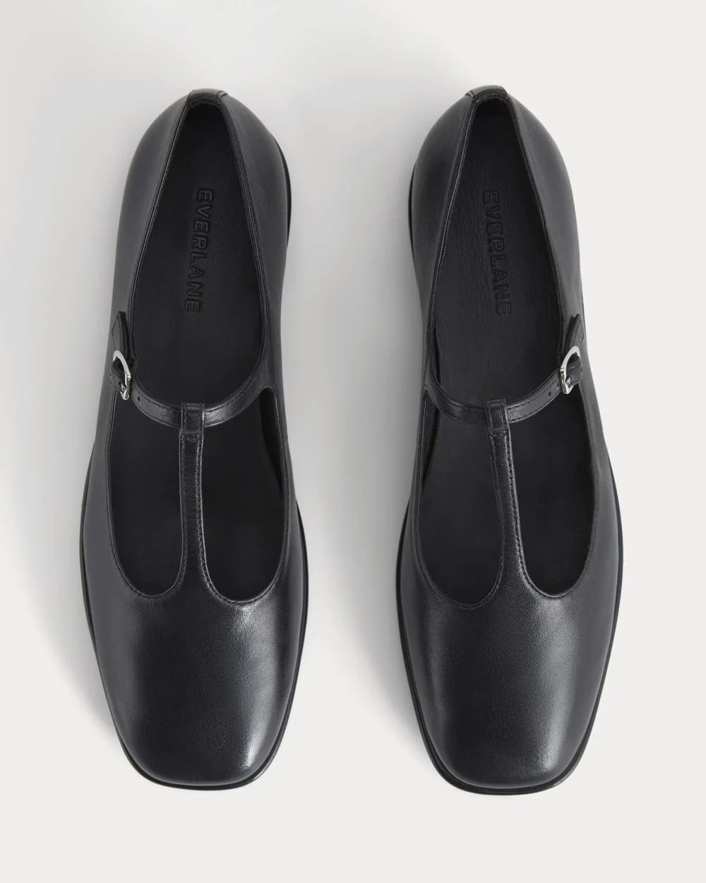 The Leather T-Strap Flat | Black (3)