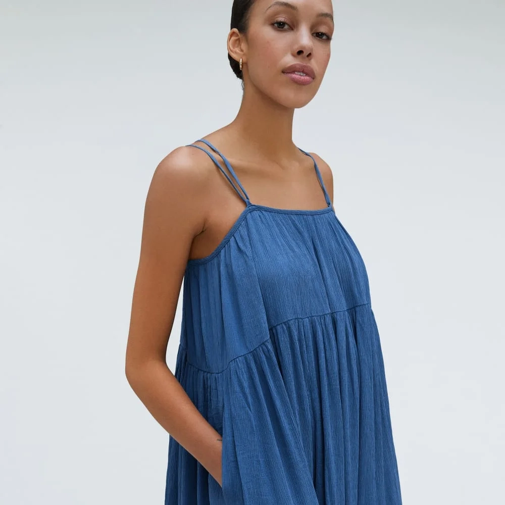 The Naia™ Ripple Tiered Maxi Dress | Deep Blue (2)