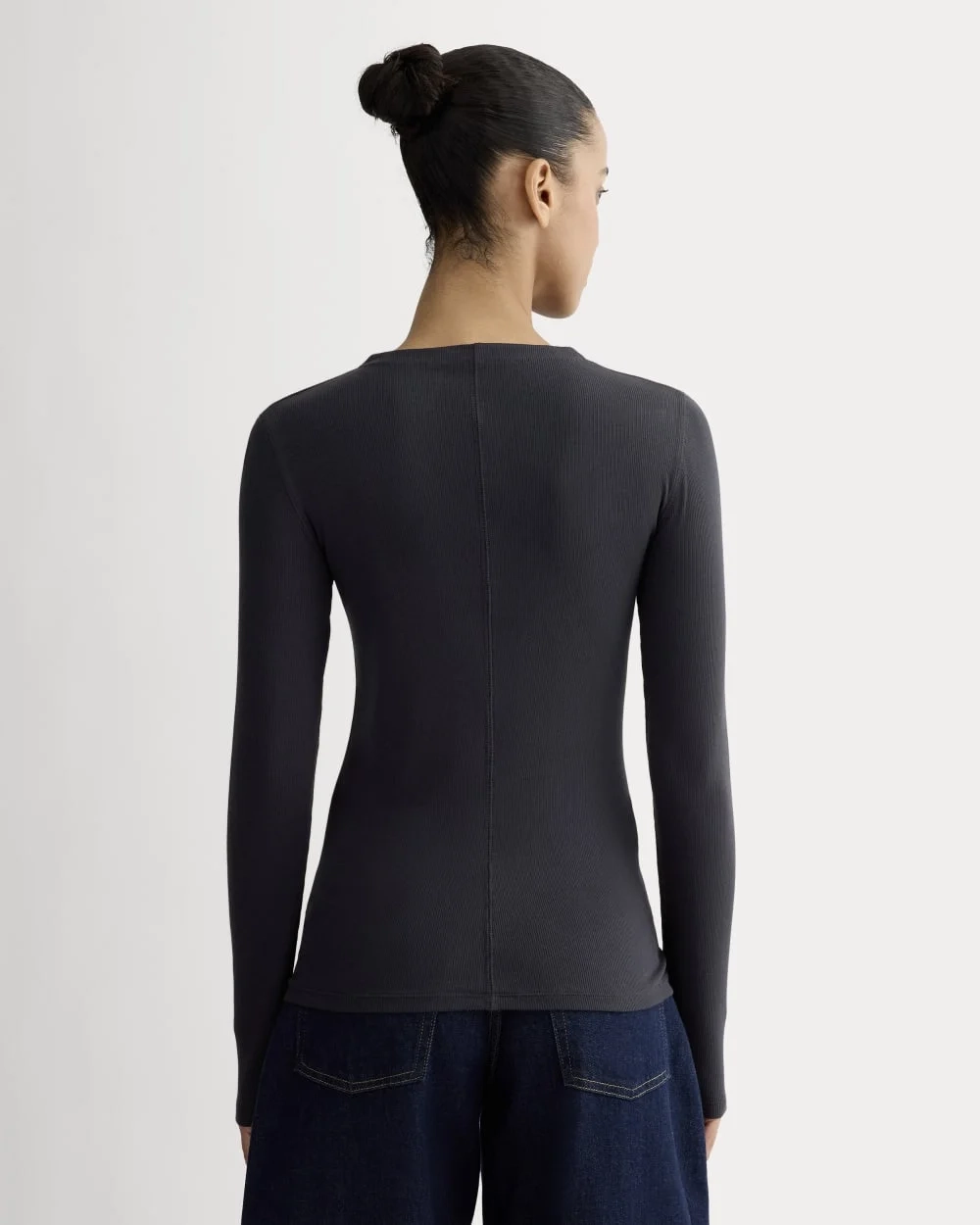 The Luxe Rib Funnel-Neck Tee | Navy (2)