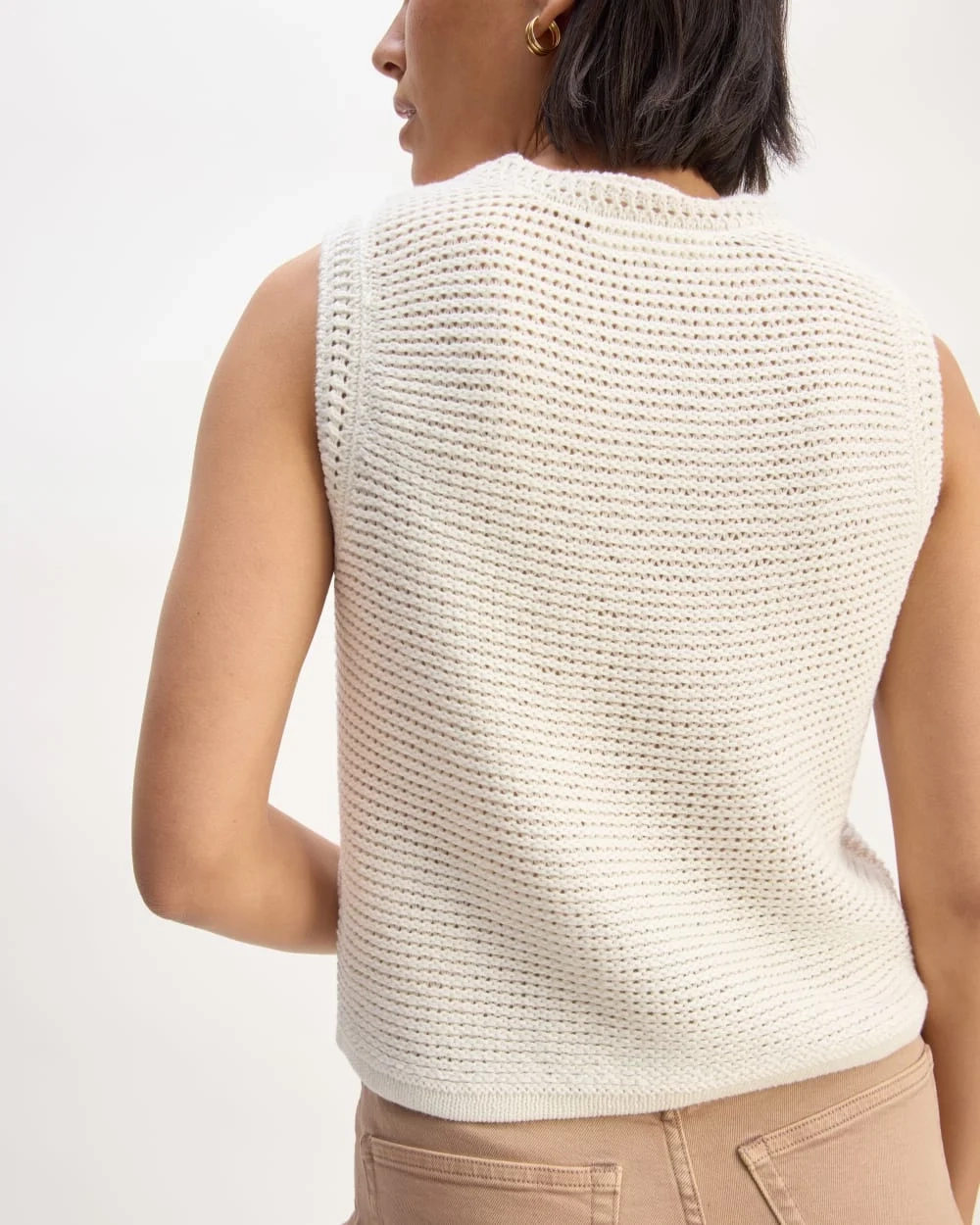The Organic Cotton Open-Stitch Tank | Bone (3)
