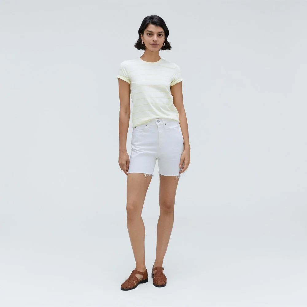 The Organic Cotton Crew Tee | Pastel Yellow / White (3)