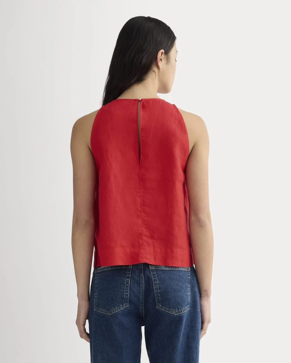 The Linen High-Neck Tank | Classic Red (4)