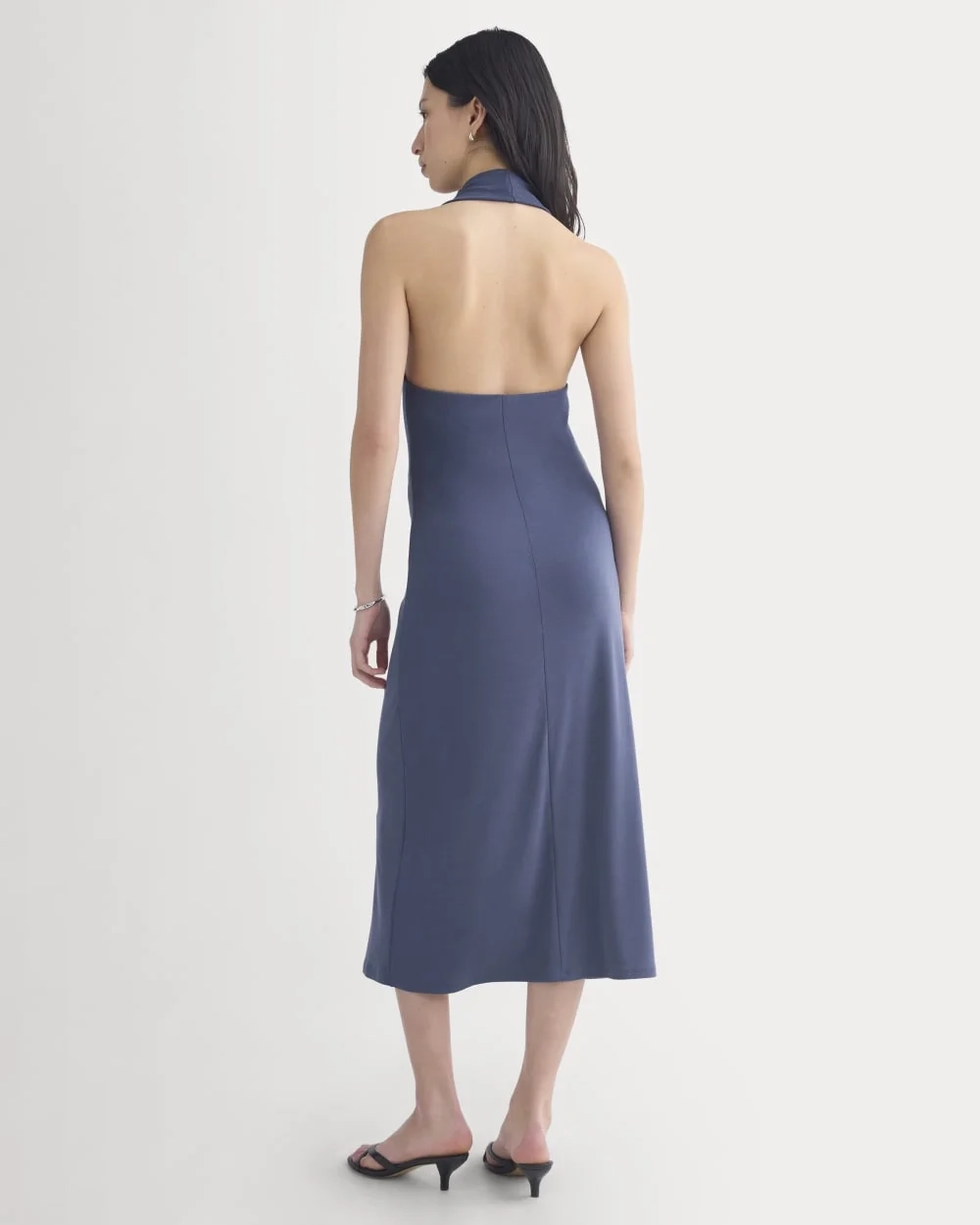 Cowlneck Halter Dress in Butterknit | Washed Navy (2)