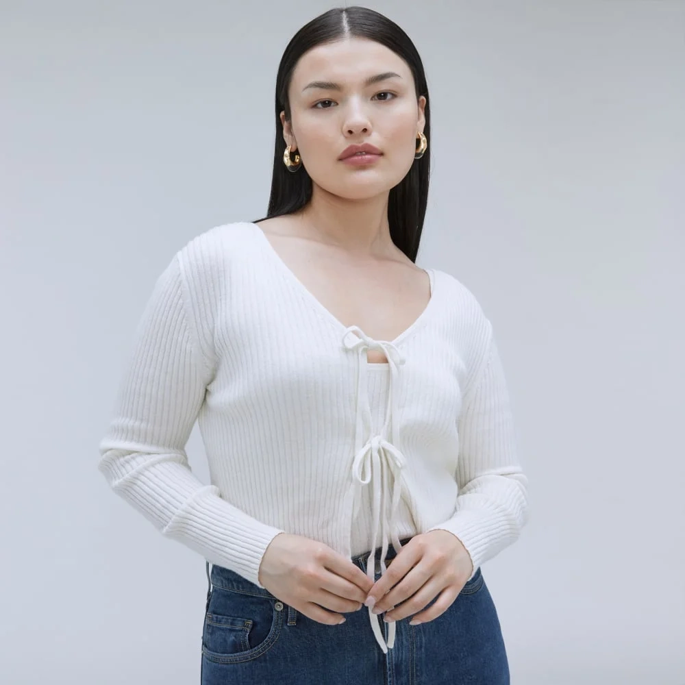 The Cotton-Merino Front-Tie Top | Snowflake (2)