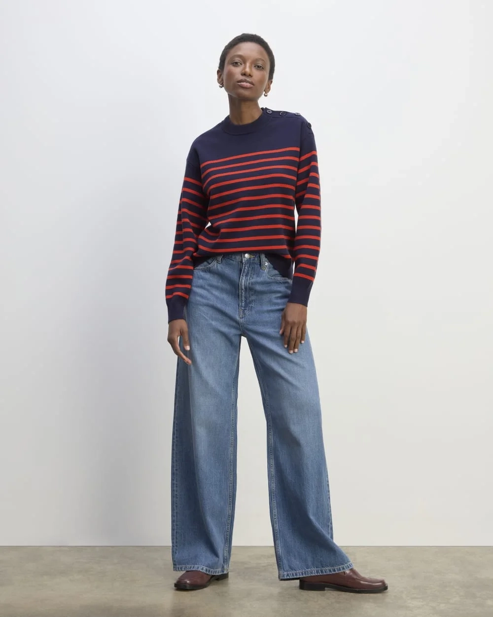 The Mariner Crew Sweater | Navy / Poppy Red (3)