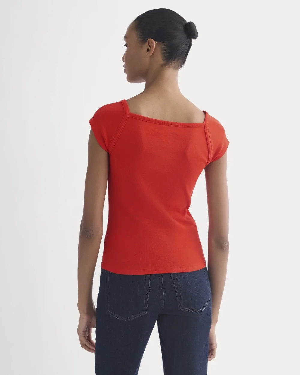 RetroSoft Cotton Square-Neck Tee | Fiery Red (3)