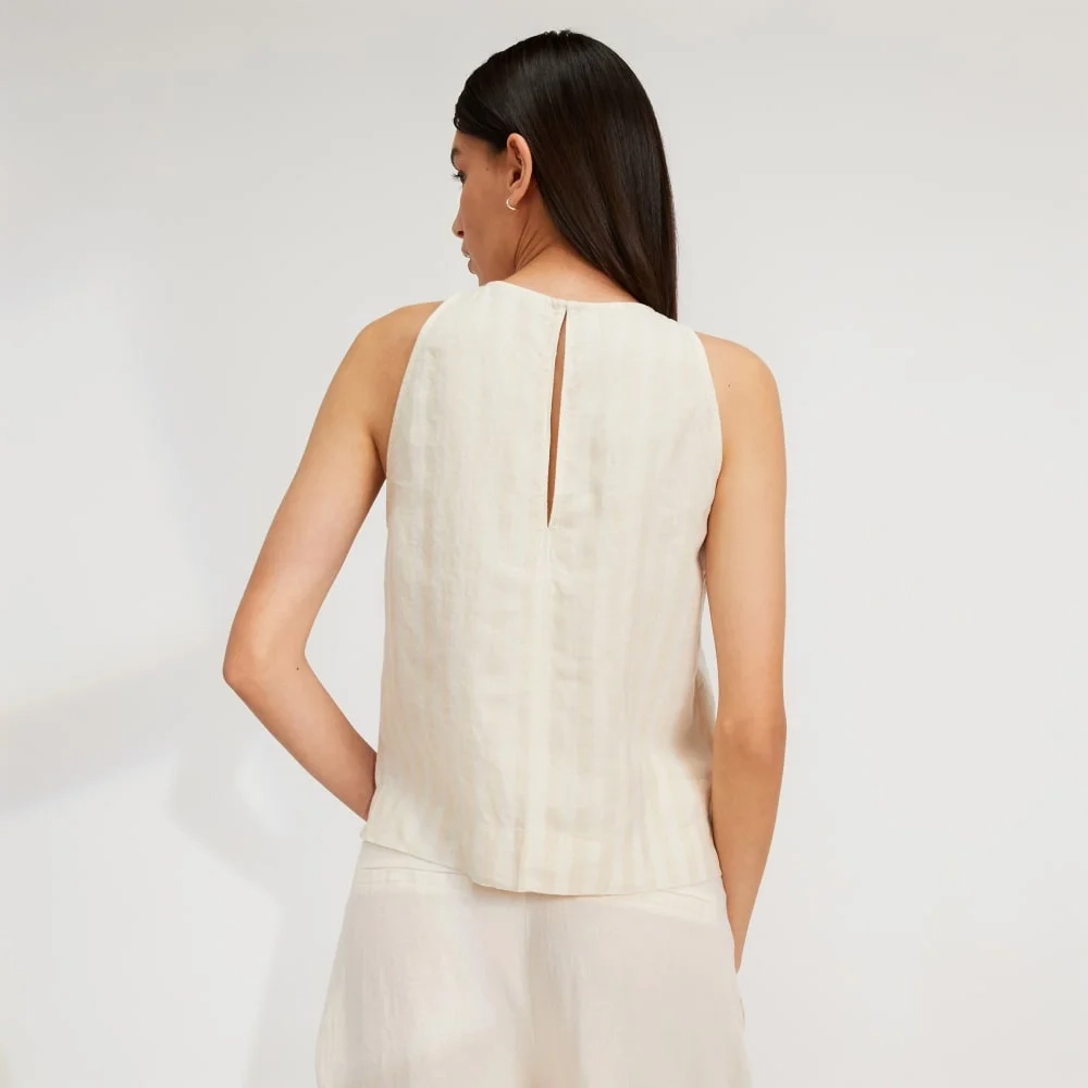 The Linen High-Neck Tank | Brazilian Sand / Canvas Tan (3)