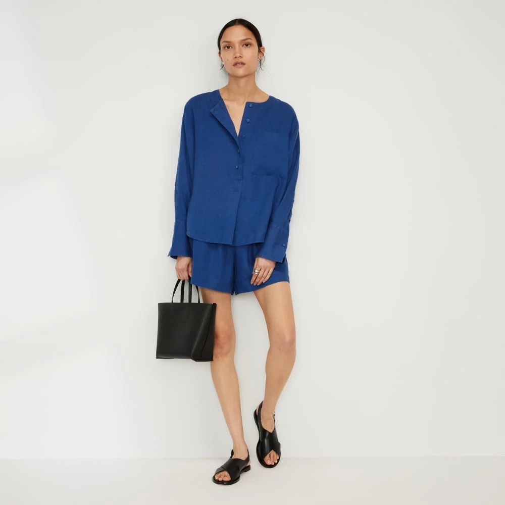 The Linen Popover Shirt | Mazarine Blue (3)