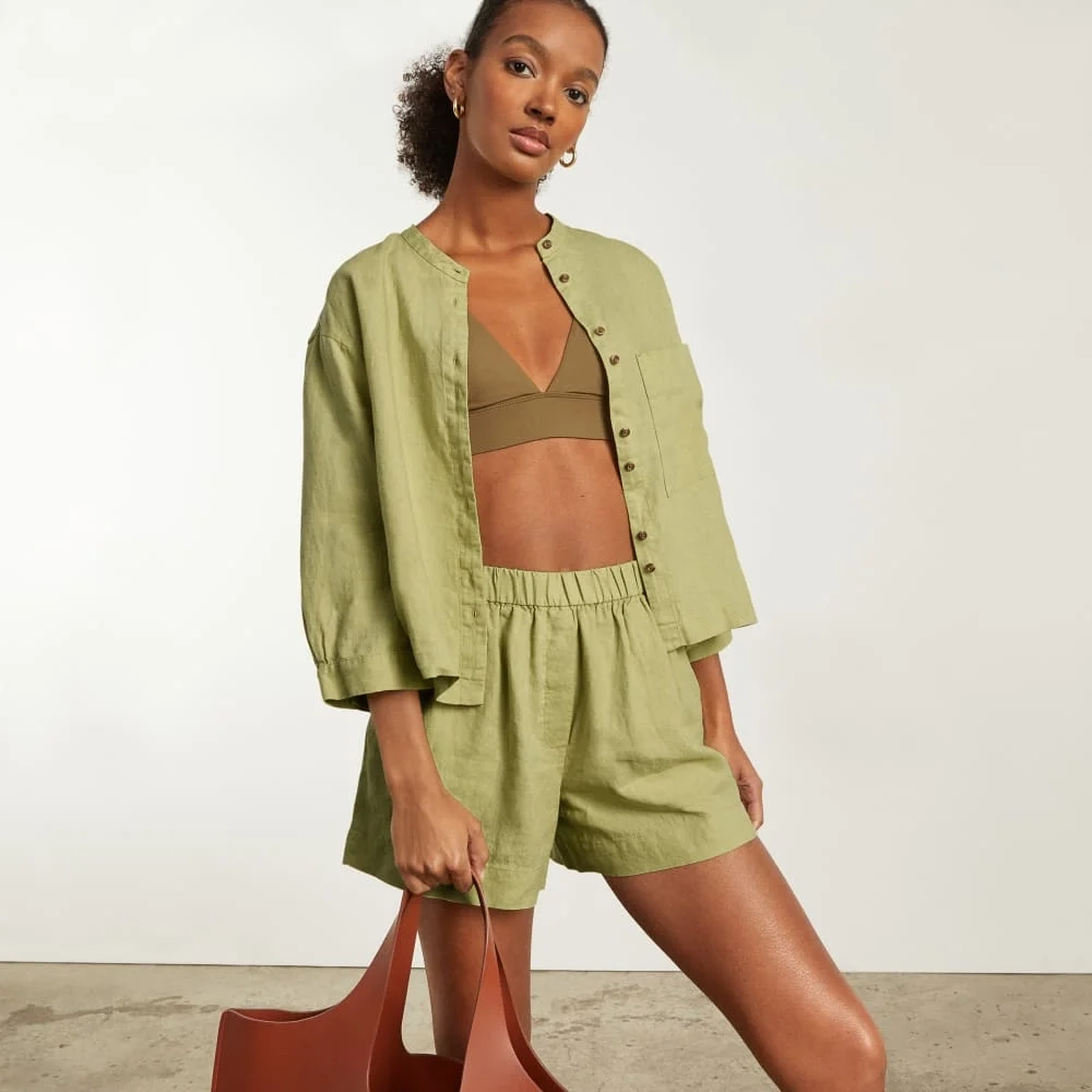 The Linen Billow Blouse | Leek (3)
