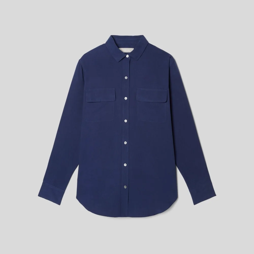 The Washable Silk Relaxed Shirt  | Ocean Cavern (3)