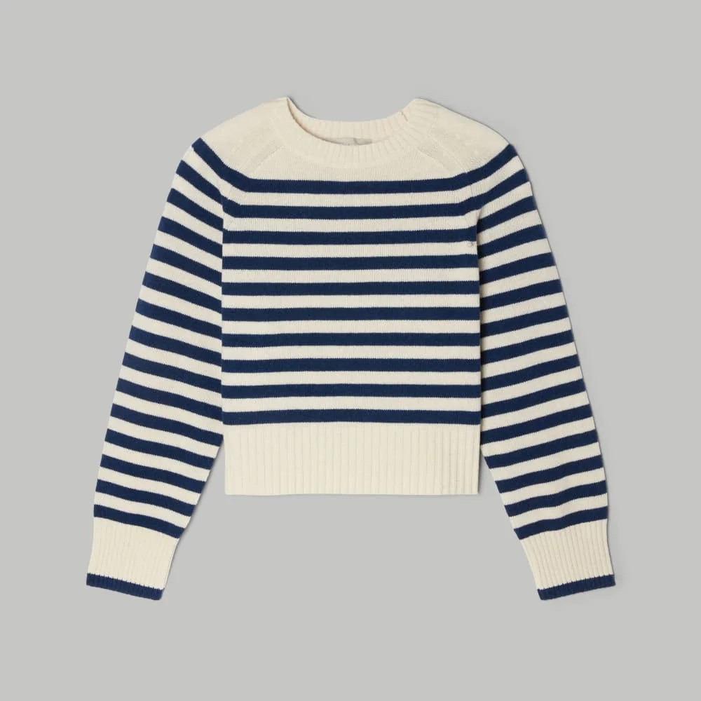The Cashmere Boxy Crew | Bright Navy / Bone (3)