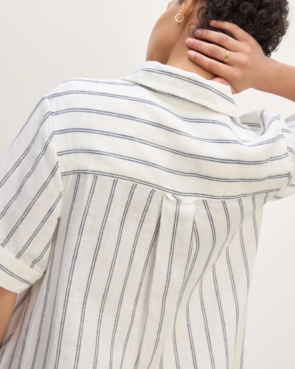 The Daytripper Dress in Linen | Bone/Navy (3)