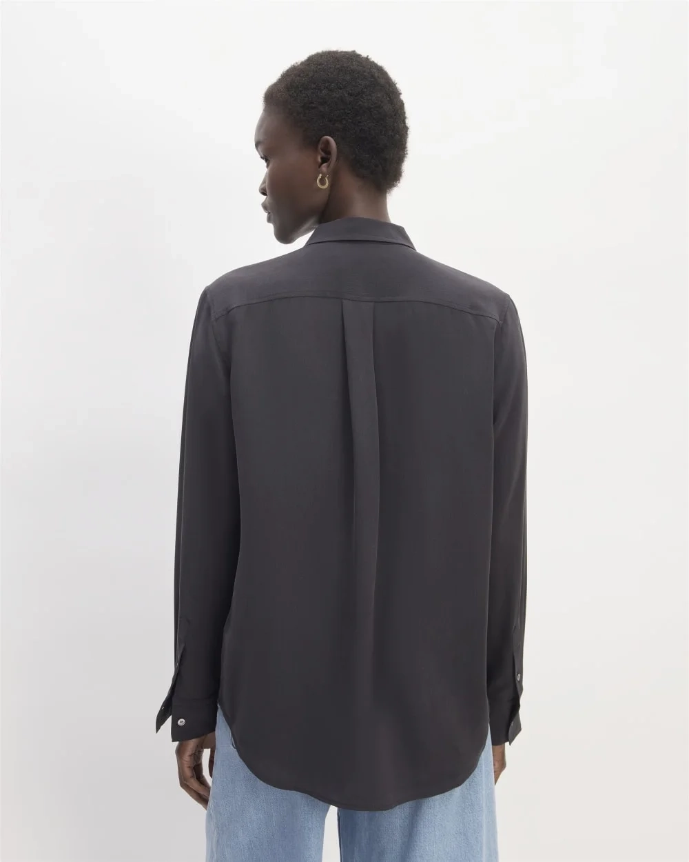 The Utility Shirt in Washable Silk | Black (2)