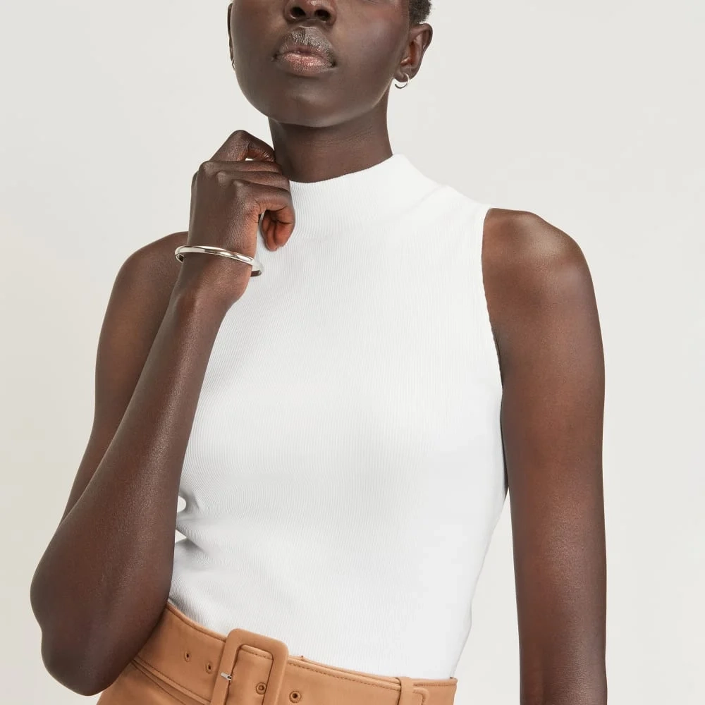 The Ribbed Mockneck Tank | White (2)