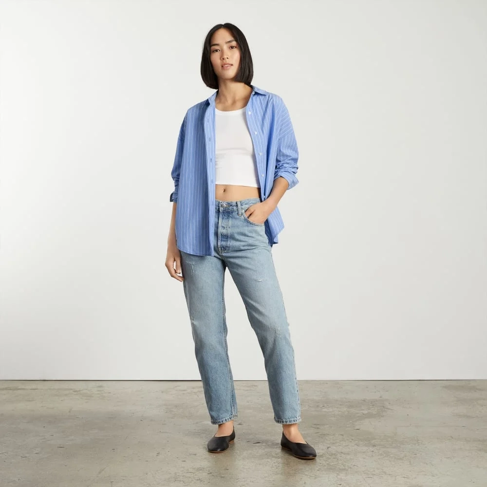 The Oversized Poplin Shirt | Powder Blue / White (5)