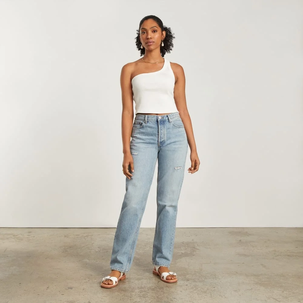 The Ribbed One-Shoulder Tank | White (2)