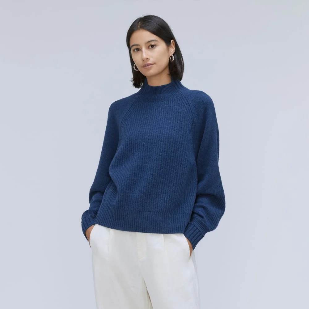 The Cashmere Ribbed Turtleneck | Bright Navy