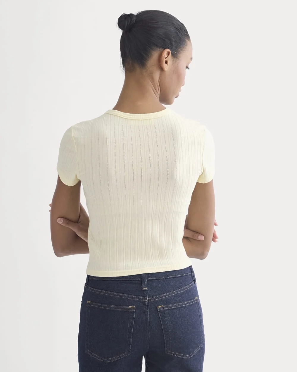 Cropped Crew in Pointelle | Lemon Icing (2)