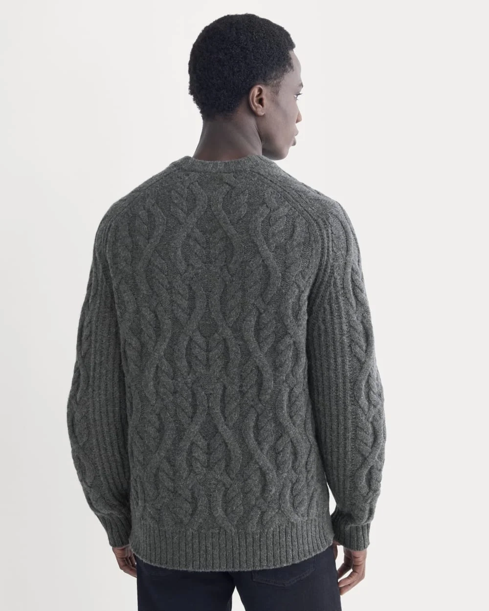 Cable Knit Crew in Luxe Merino | Heathered Soot (2)